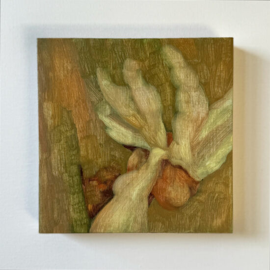 Seraph with Coals, oil on panel, 6x6", 2024