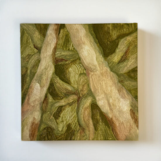 Seraphim in Trees, oil on panel, 6x6", 2024
