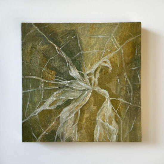 Web Cherub, oil on panel, 6x6", 2024